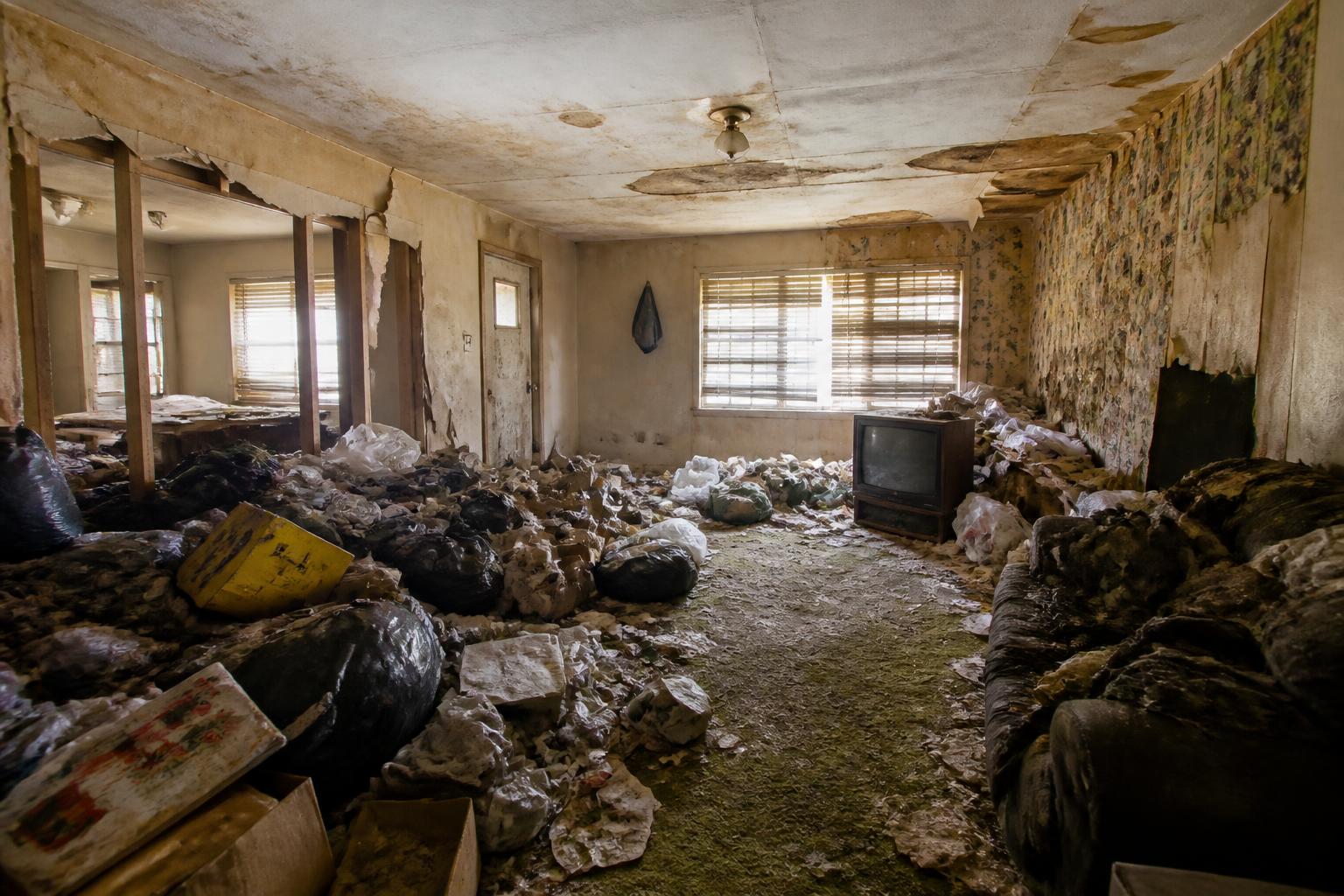 Trashed hoarder home interior in Jacksonville we bought as-is